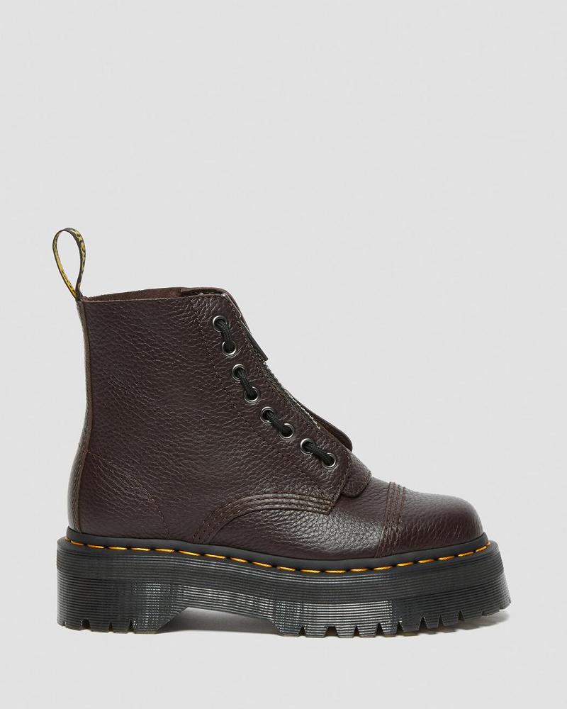 Dr Martens Sinclair Milled Nappa Læder Platform Støvler Dame Bordeaux | DK 257HAP